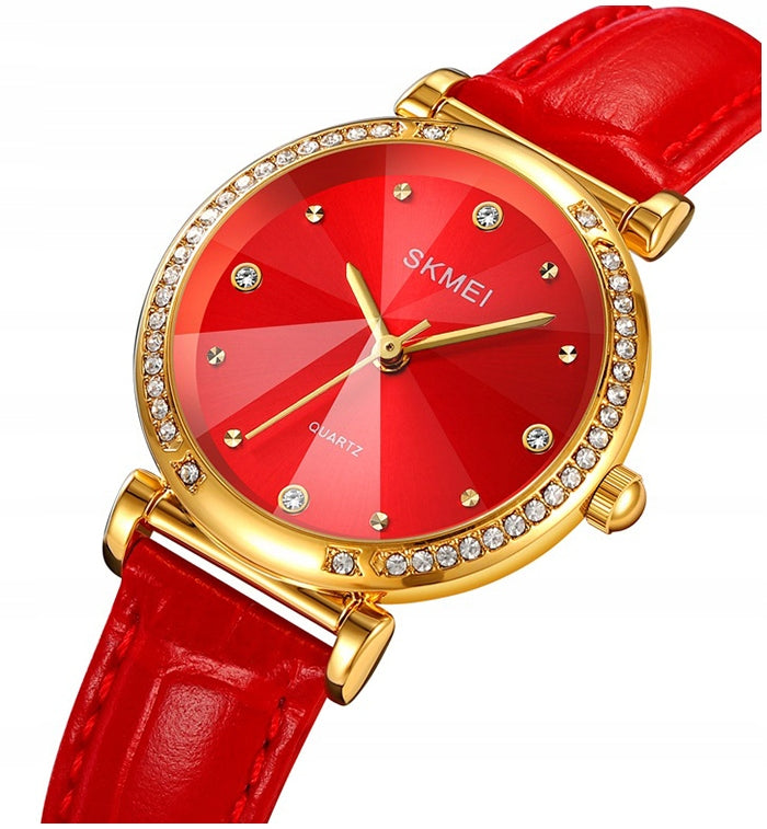 Women's watch SKMEI skm.120721a.wm analog leather strap red