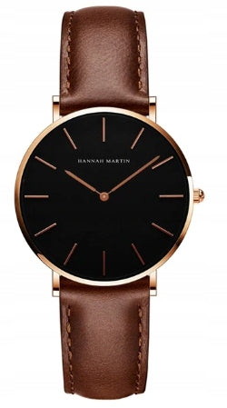 Women's watch leather strap brown gold elegant