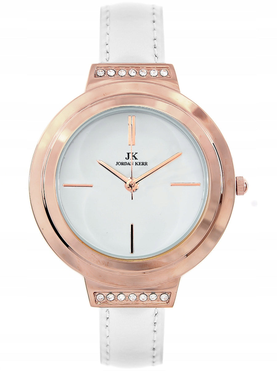 Women's watch set Jordan Kerr CALIA white strap + bracelet FOR GIFT Brand Jordan Kerr