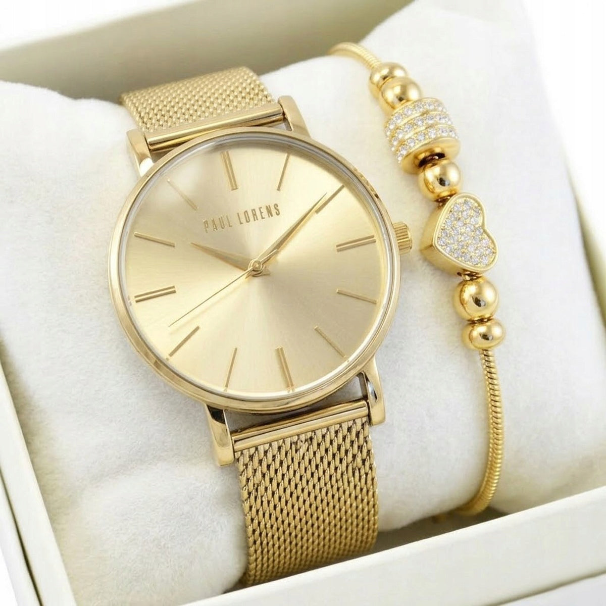 Women's watch set Paul Lorens JULIE gold + bracelet FOR GIFT