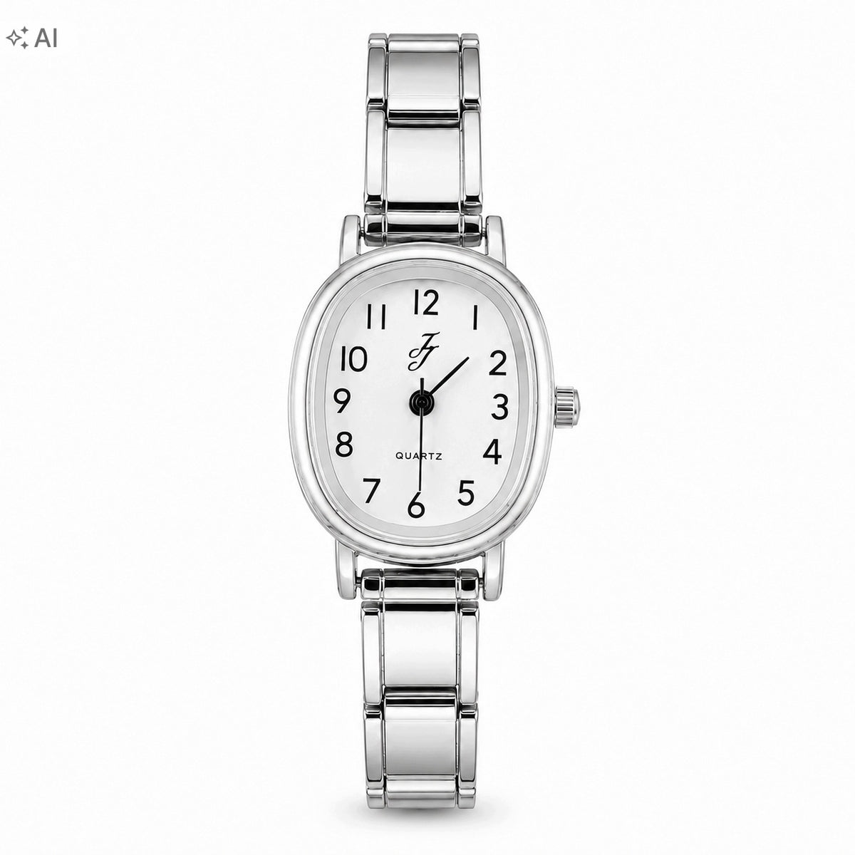Women's watch silver quartz elegant oval on bracelet Brand no brand
