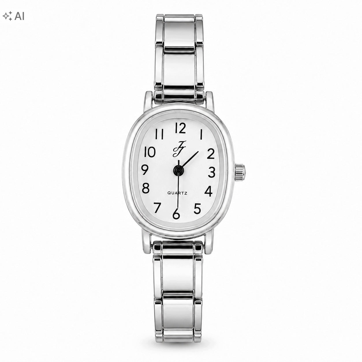 Women's watch silver quartz elegant oval on bracelet Brand no brand