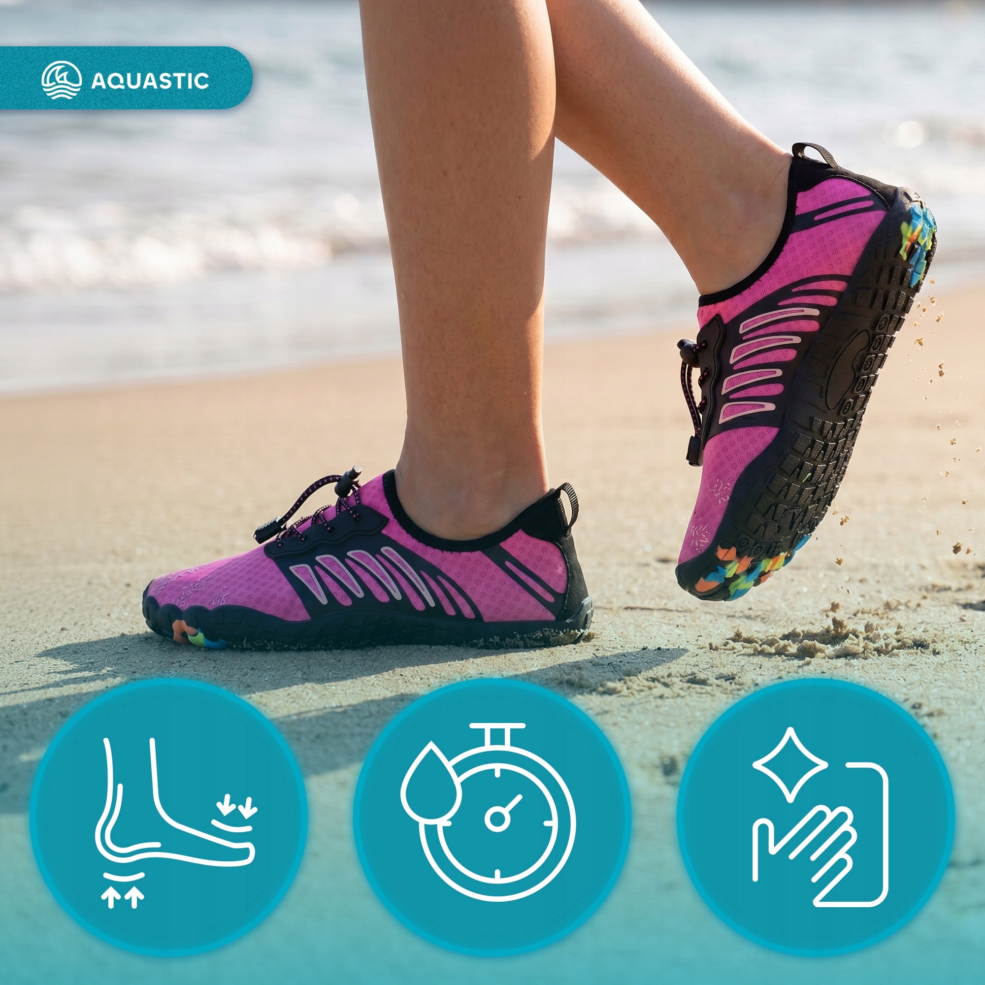 Women's water shoes AQUASTIC WS120 LIGHT ON STONES ECHINACEA BEACH 39 Size 39