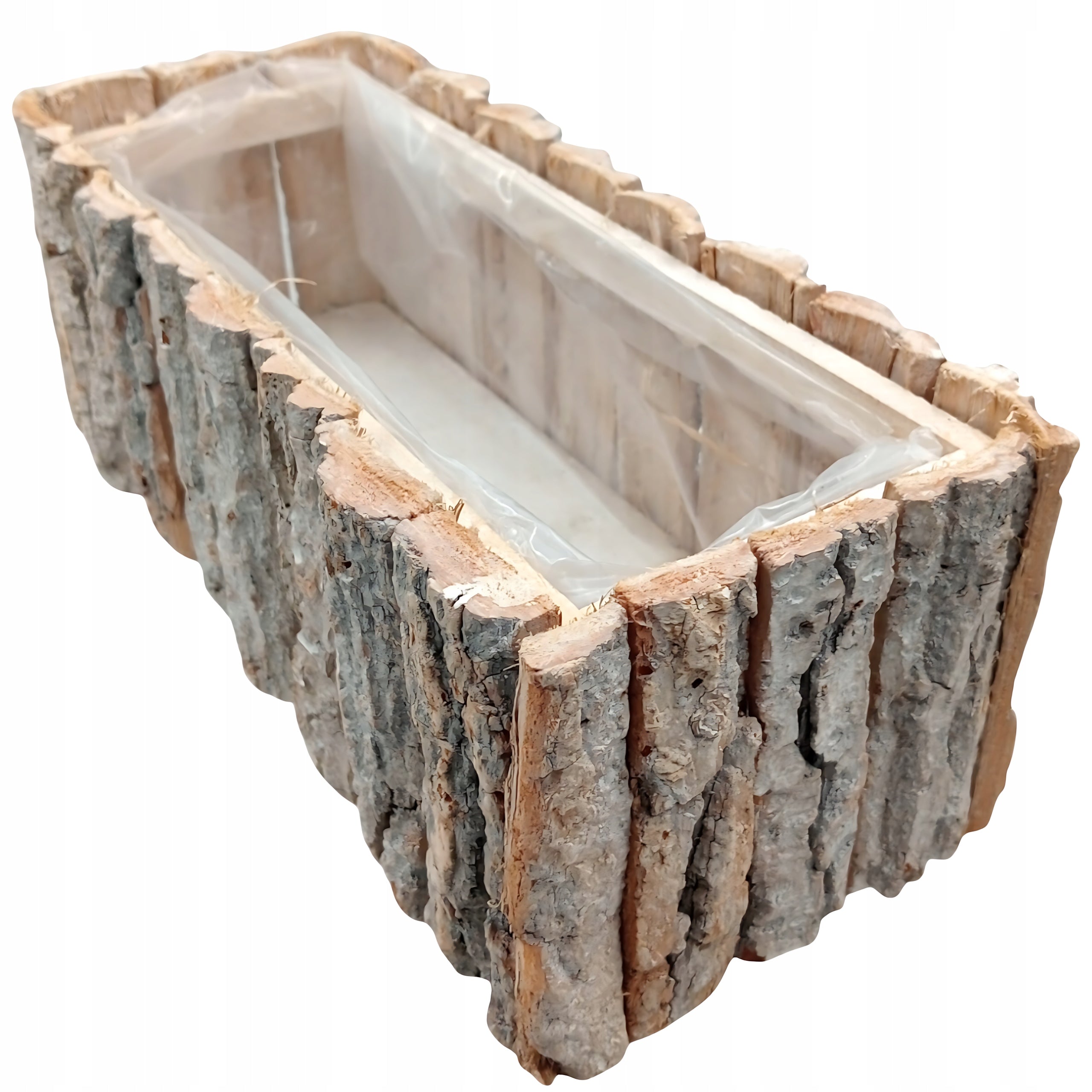 Wood Bark Balcony Box Rectangular 26 cm Reed Flower Base