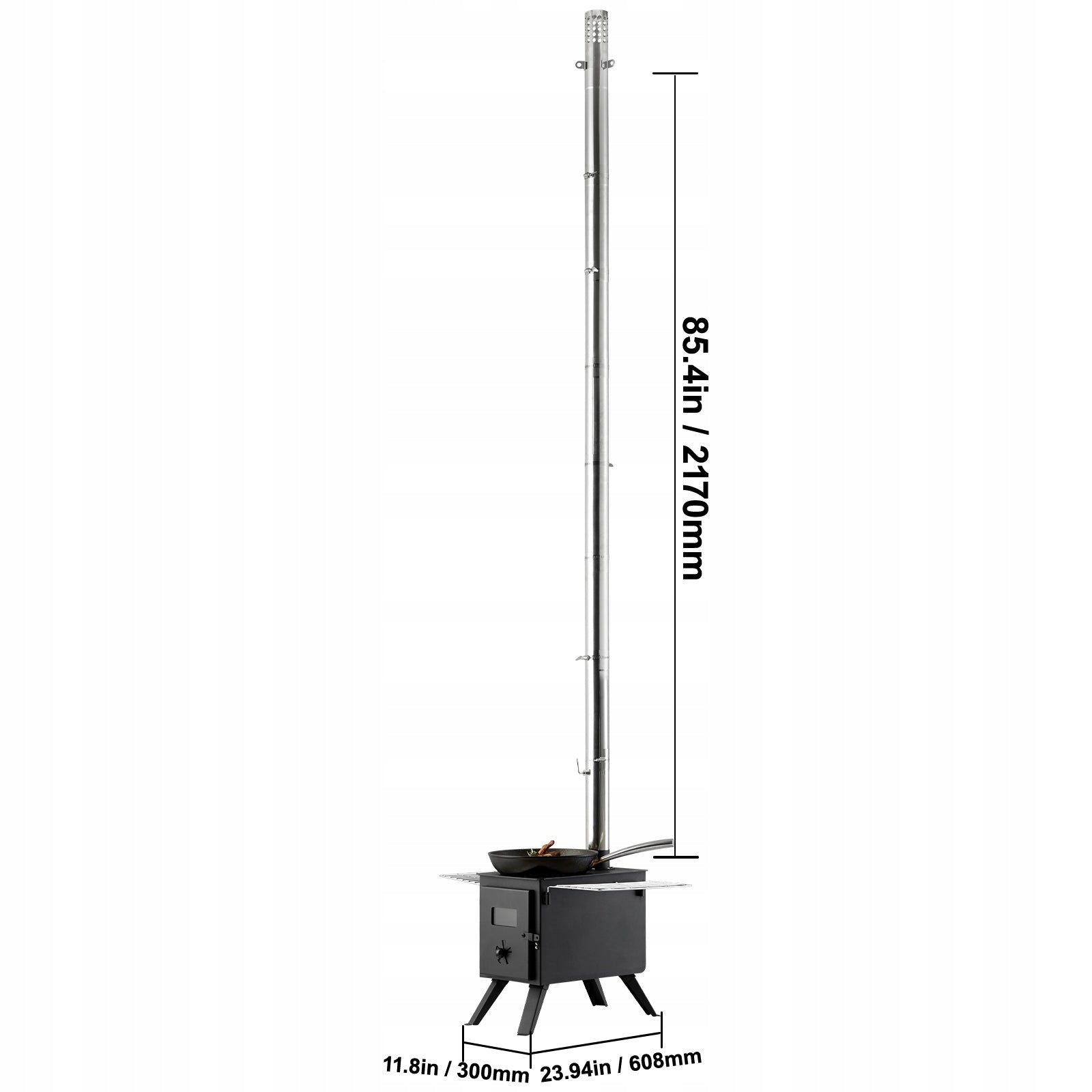 Wood Stove 86 inch Alloy Steel Portable with Chimney Pipes for Cooking Brand Vevor