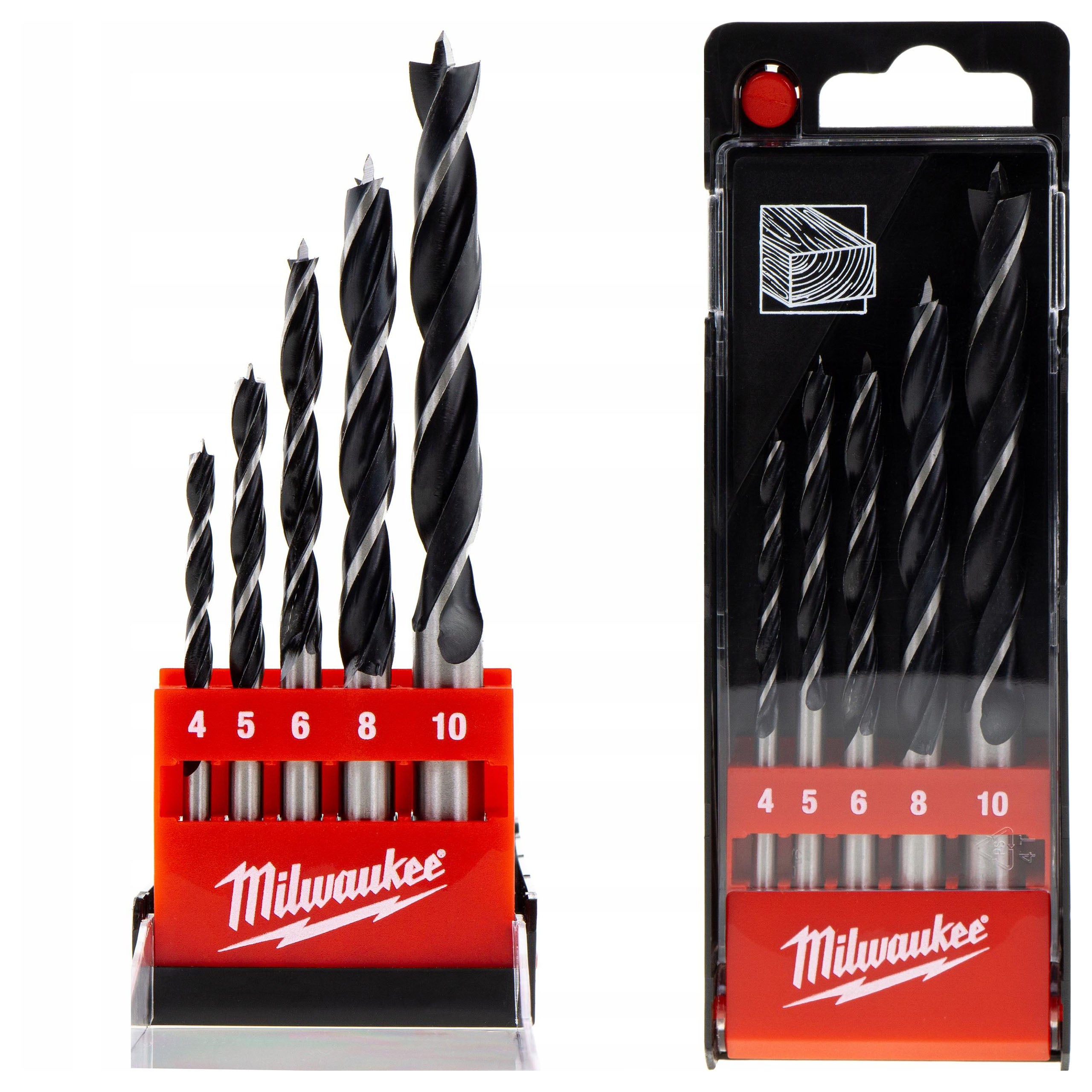 Wood drill bits set of 5 pcs. 4-10 mm Milwaukee cylindrical