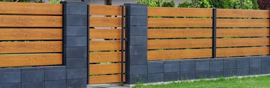 Wood-like metal bars profile 100x20 2,5mm for panel fence Element width 25 cm