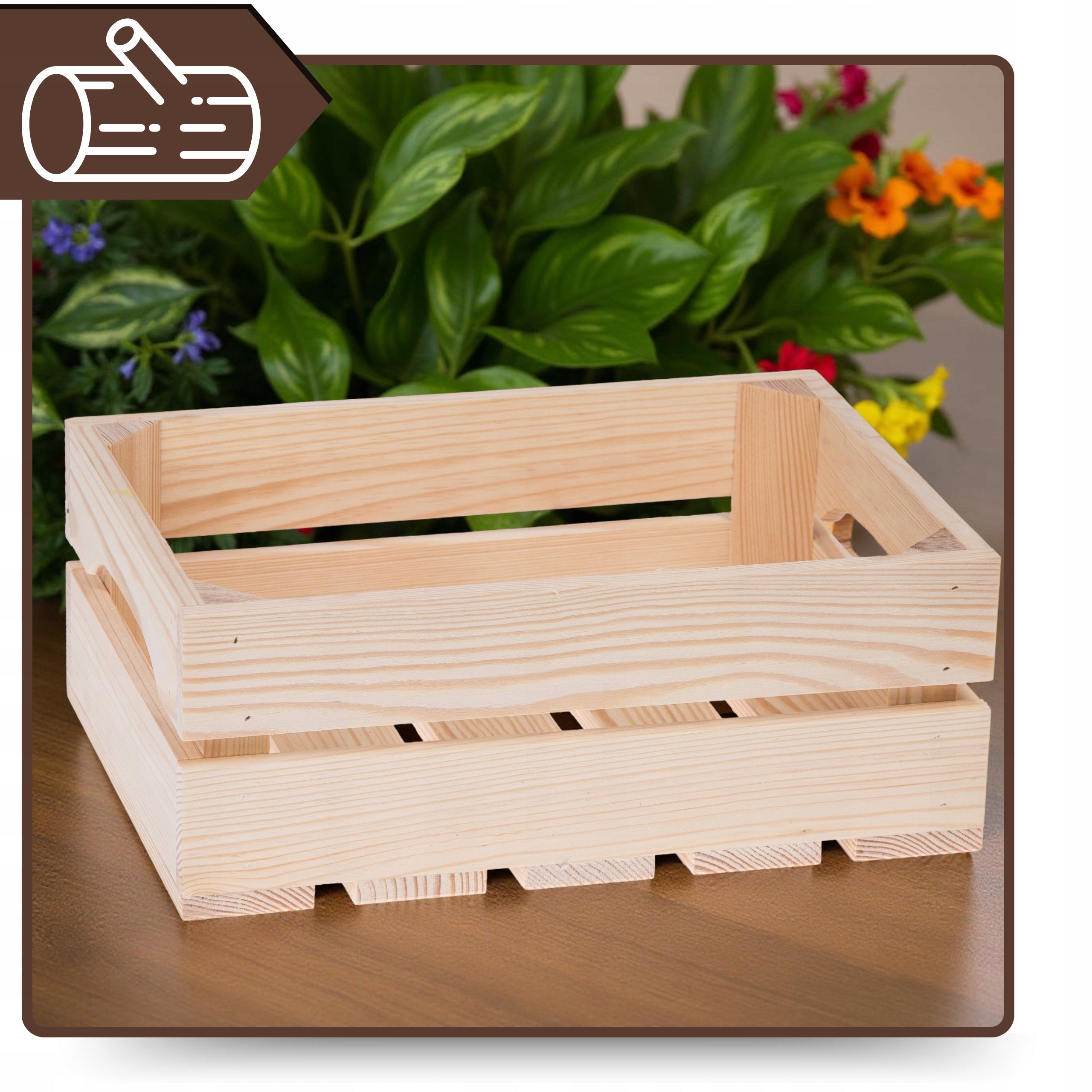 Wooden Box Natural Basket 31x22x12cm Balcony Garden Gift EAN (GTIN) 5907751128326