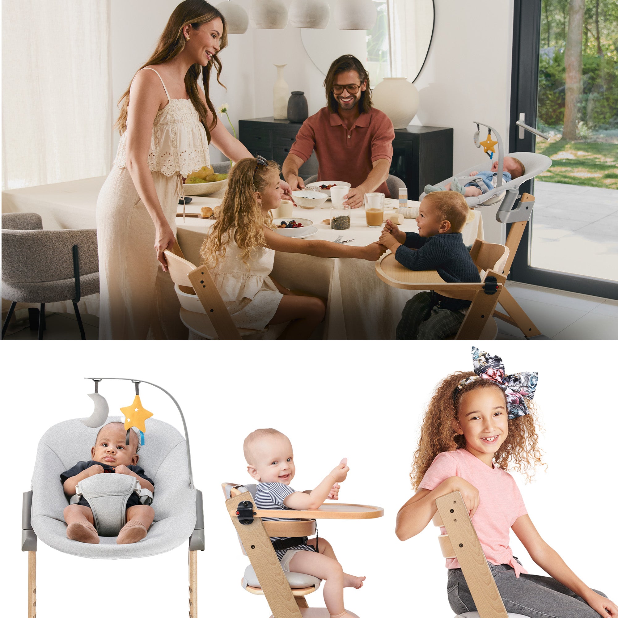 Wooden Feeding Chair 4in1 For Children Sun Lounger Kinderkraft ENOCK Manufacturer code KHENCA00GRY0000