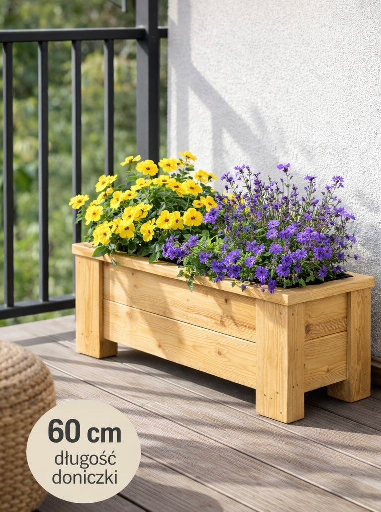Wooden Flower Pot with Refill 60 cm Leg Box Balcony Terrace Loft Brand no brand