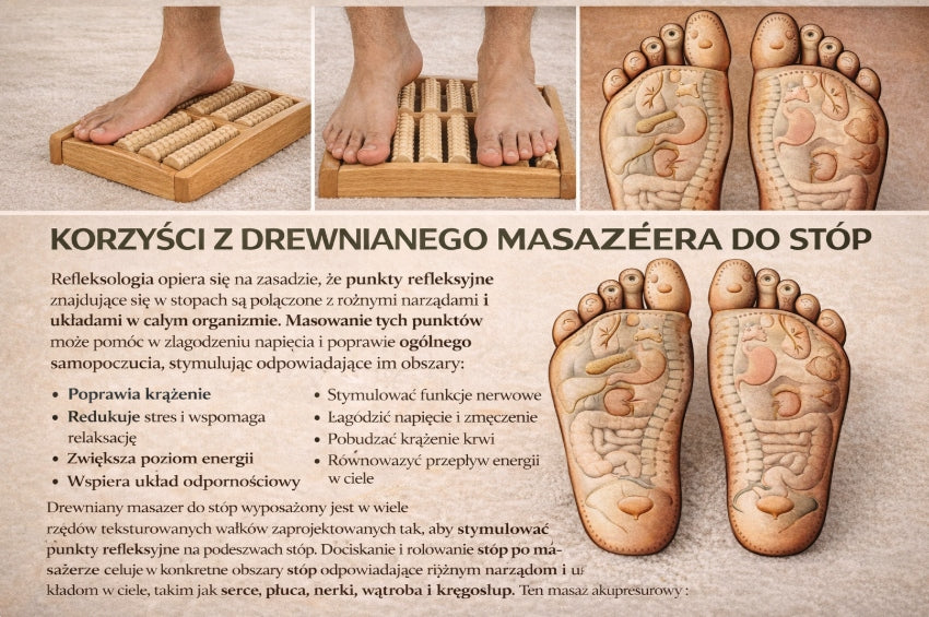 Wooden Foot Massager 6 Rolls Roller Acupressure Foot Pain HIT Gift Brand no brand