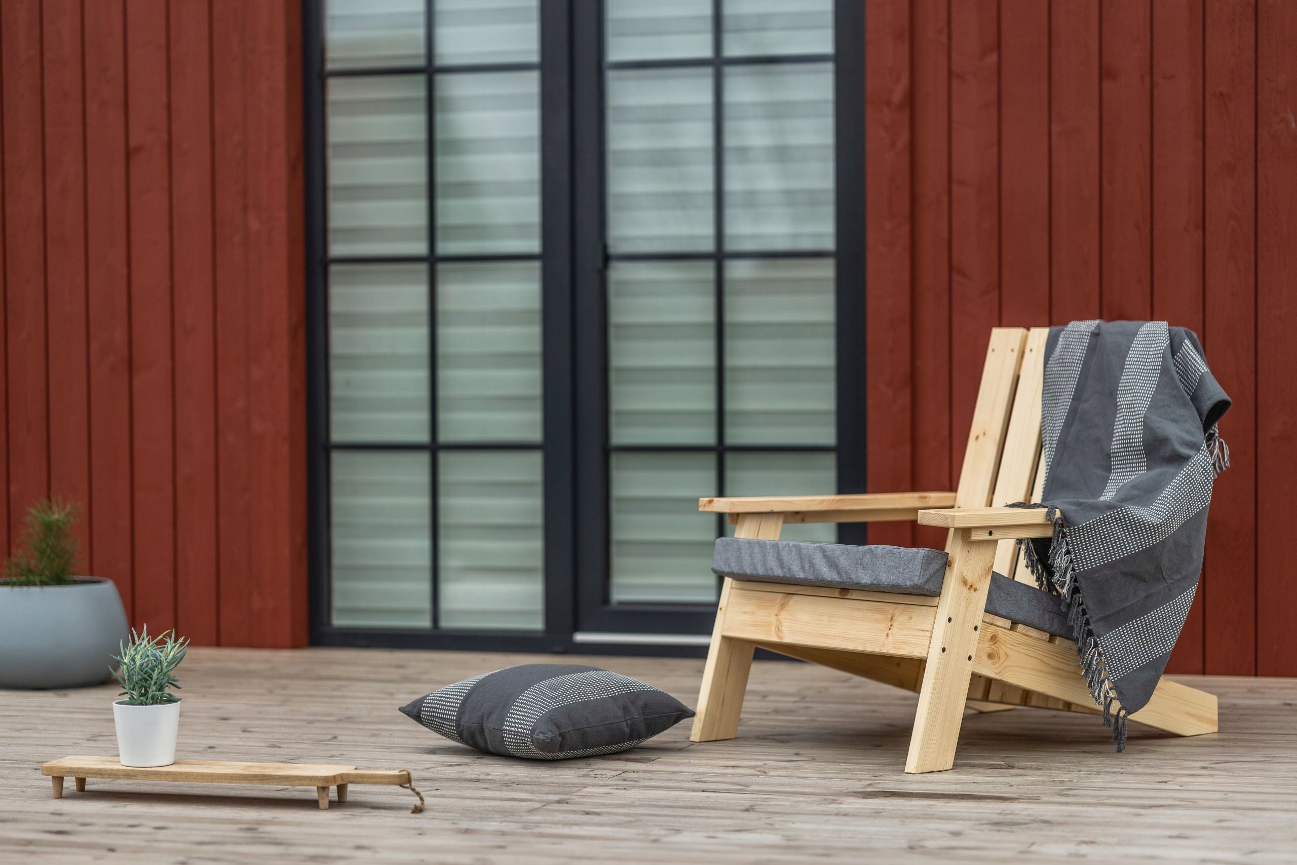 Wooden Garden Chair and Garden Planter with Cover for Terrace Balcony Line Meble outdorowe