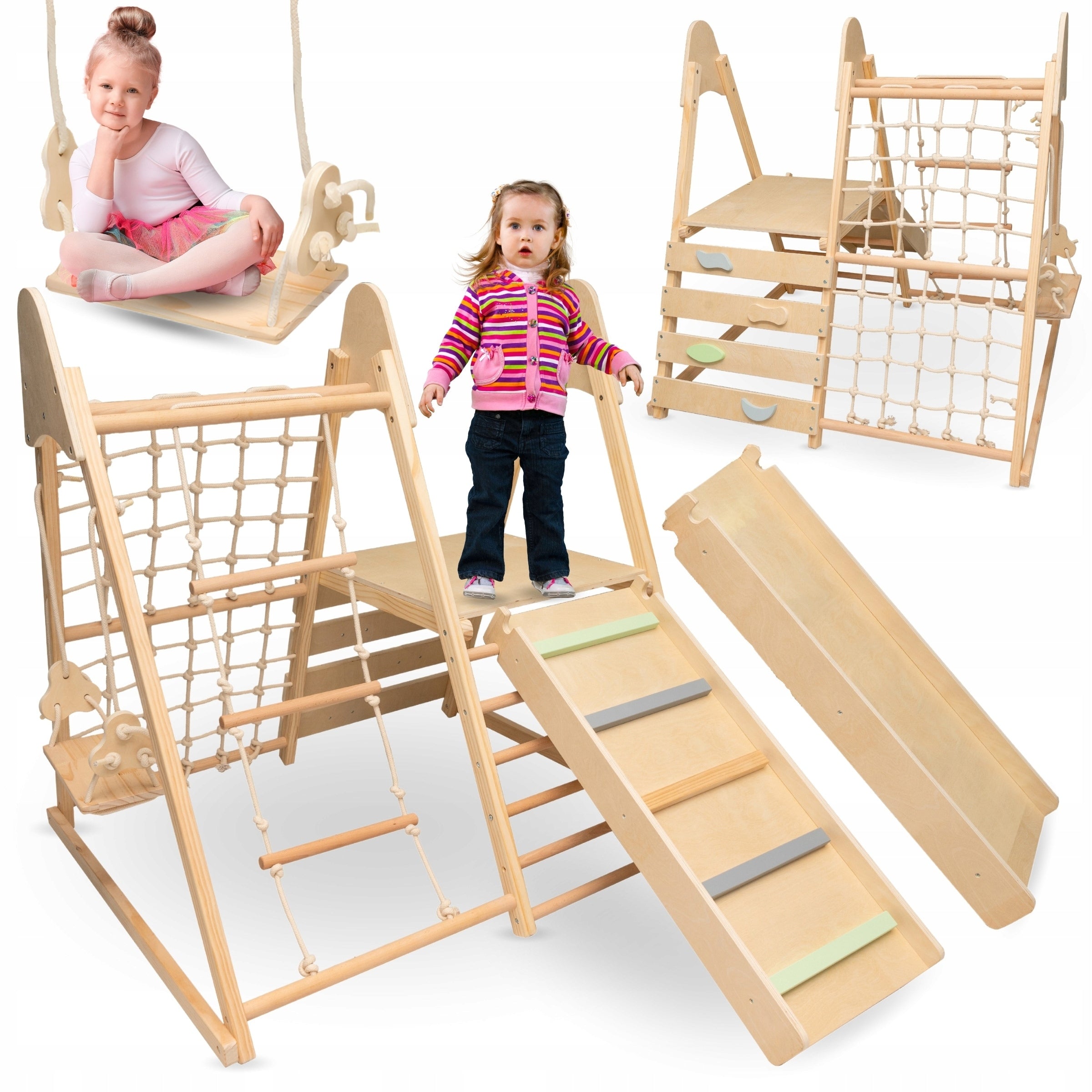 Wooden Home Square Toys XL 5in1 Climbing Swing Slide Ladder