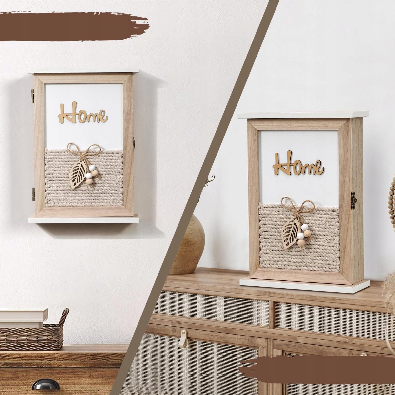 Wooden Key Box Vintage Storage Cabinet Key Cupboard for Entryway Home Main material fabric