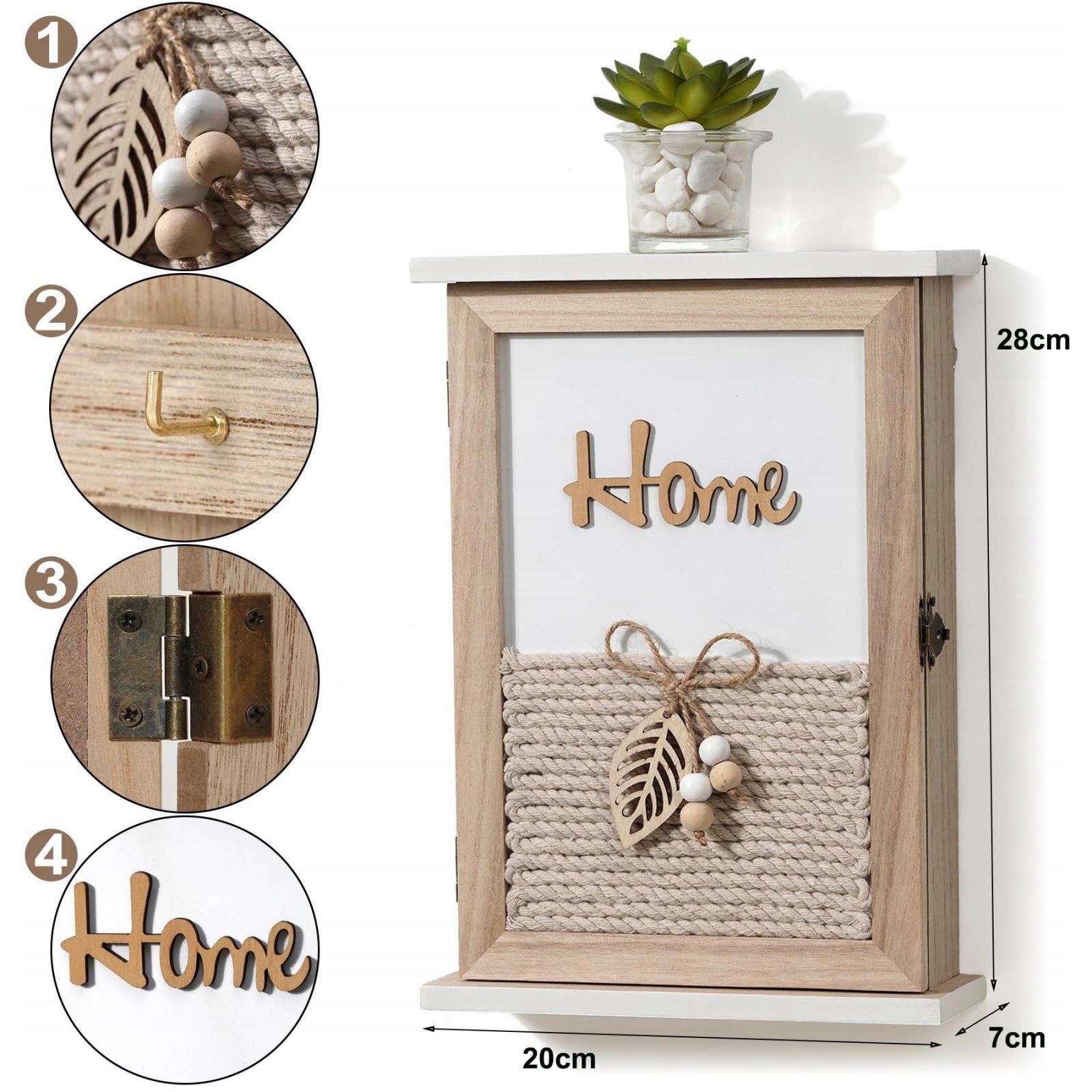 Wooden Key Box Vintage Storage Cabinet Key Cupboard for Entryway Home Weight 0.87 kg