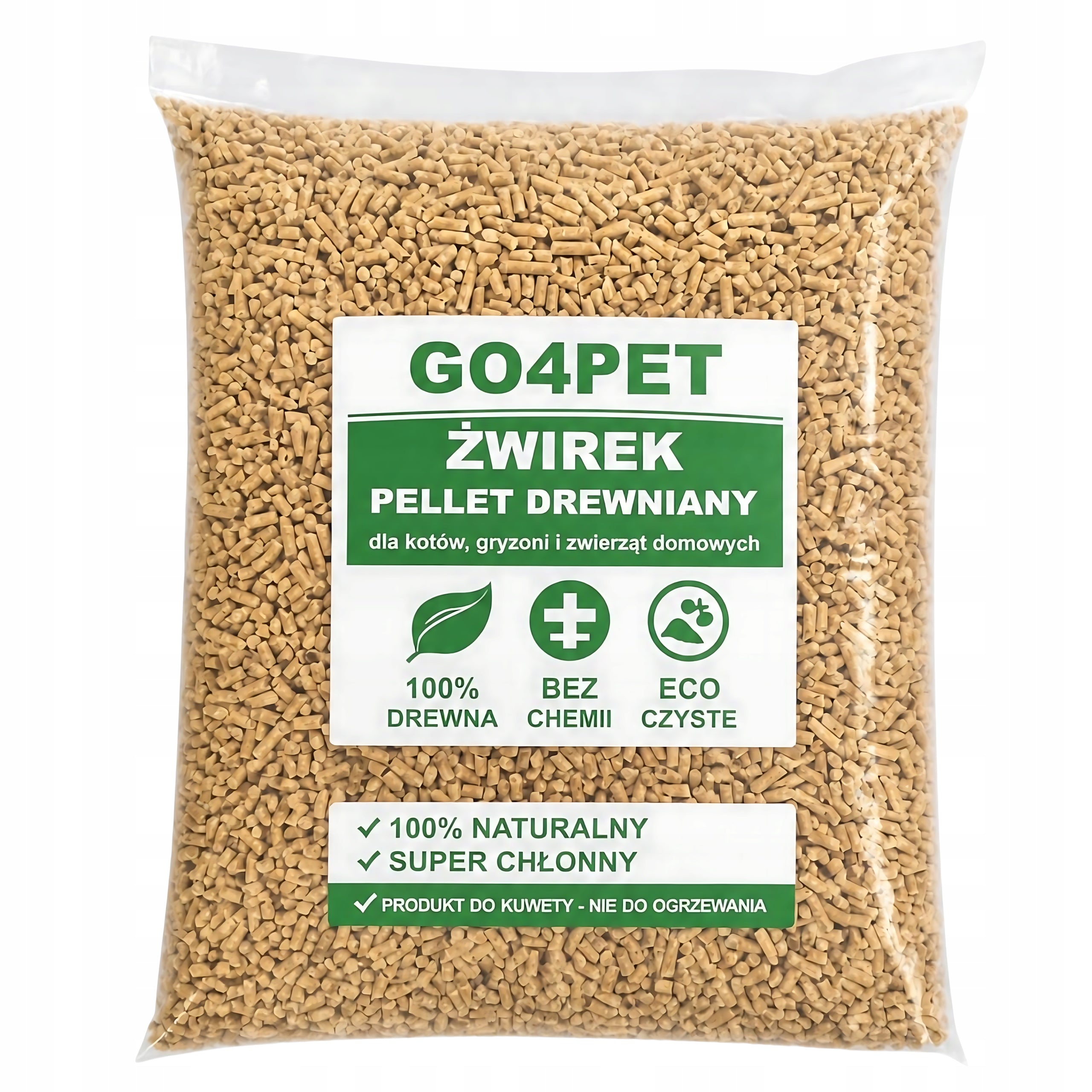 Wooden Litter GO4PET 10kg Pellet For Cat Rabbit Rodents Natural EKO