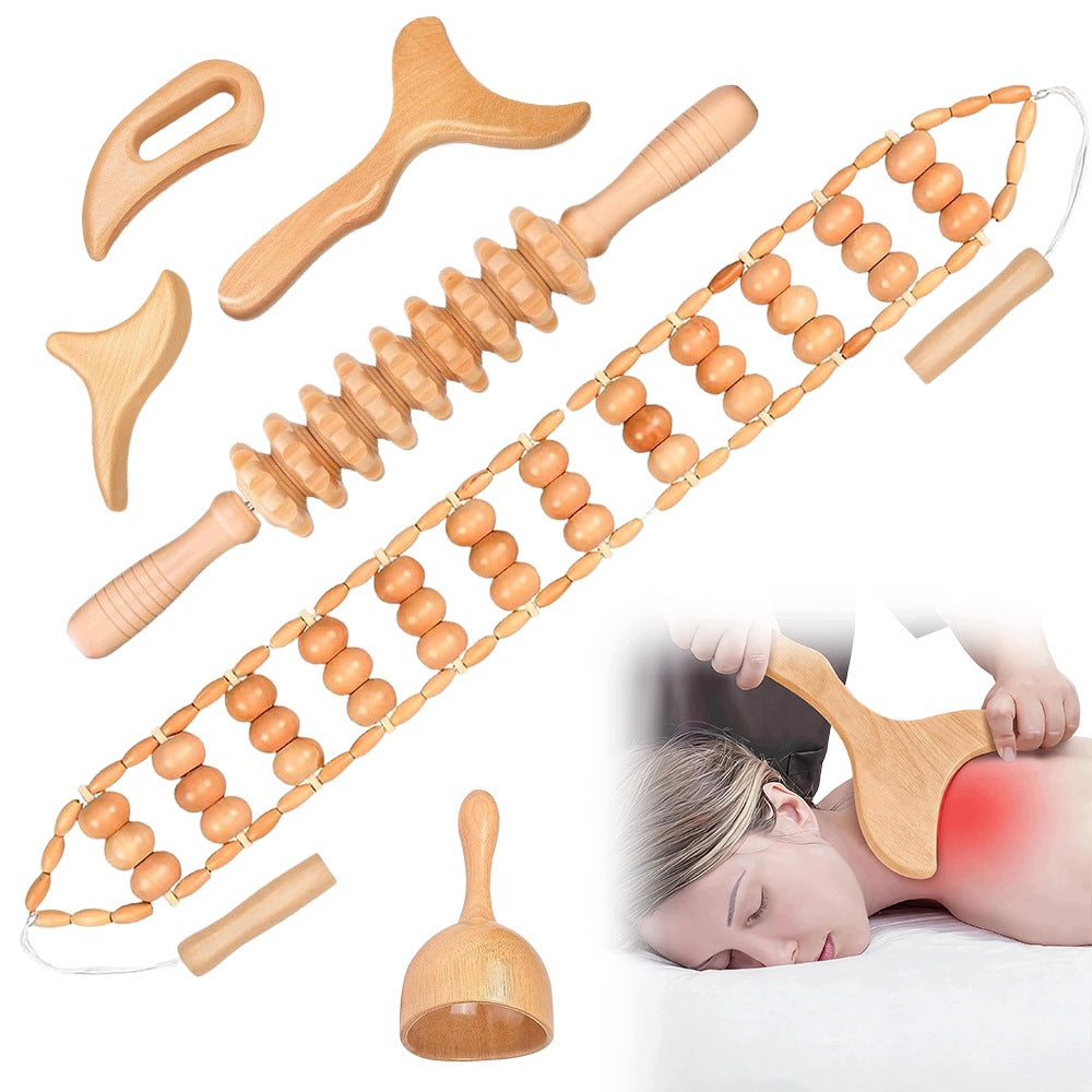Wooden Massage Set BEDEE 6 Pcs Rolling And Scraping For Gift