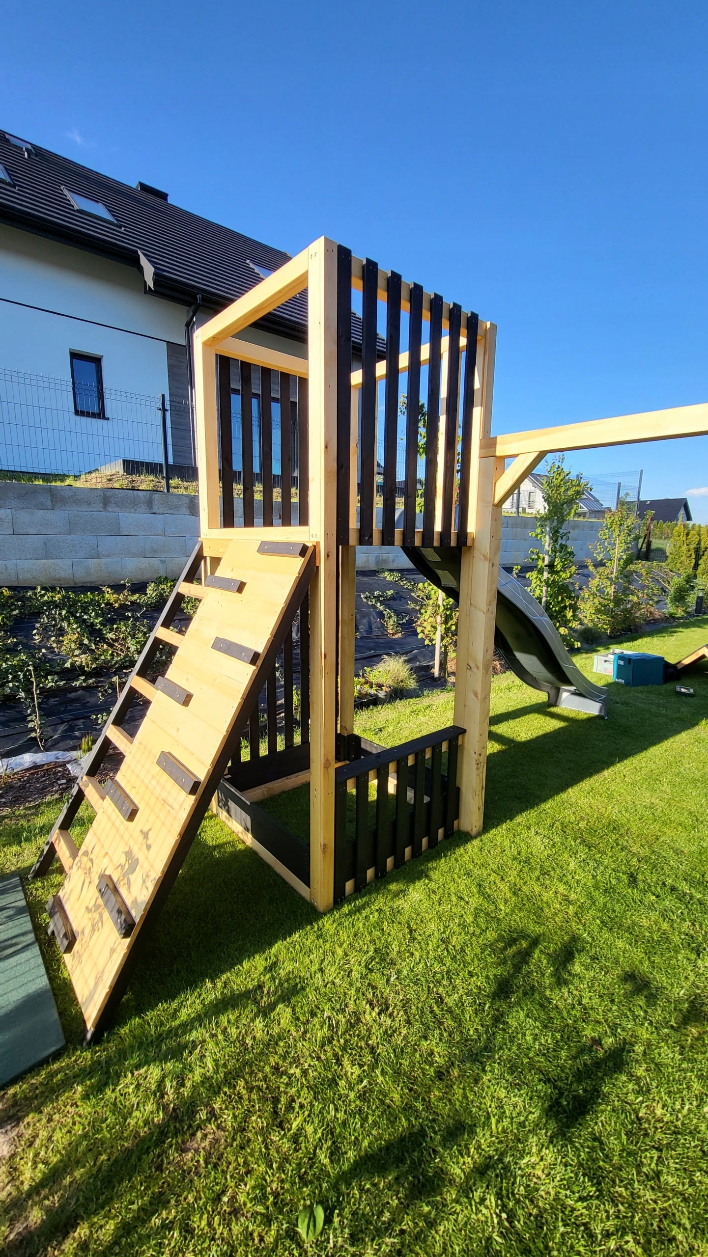 Wooden Modern Square Toys LUNA XL ,Lamele , Swing, Slide Product width 300 cm
