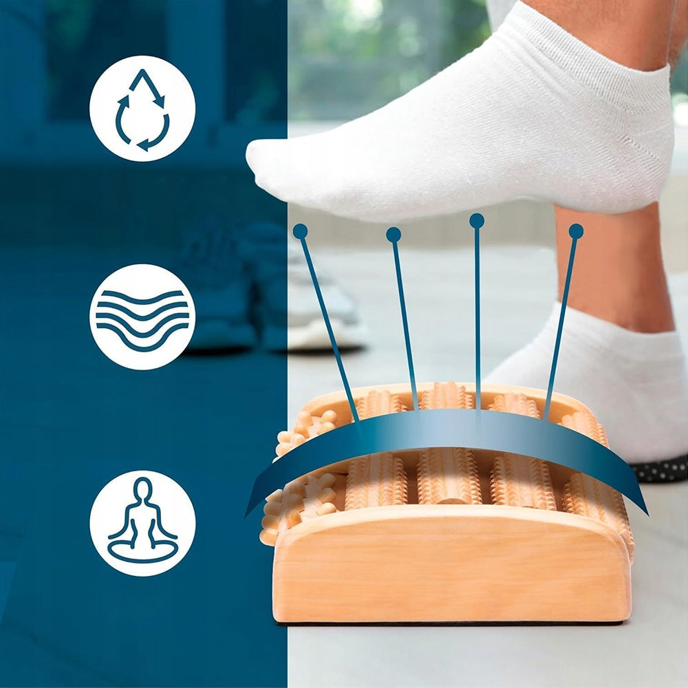 Wooden Roller Foot Massager, Waterproof, Natural Wood, 5 Rows Brand no brand