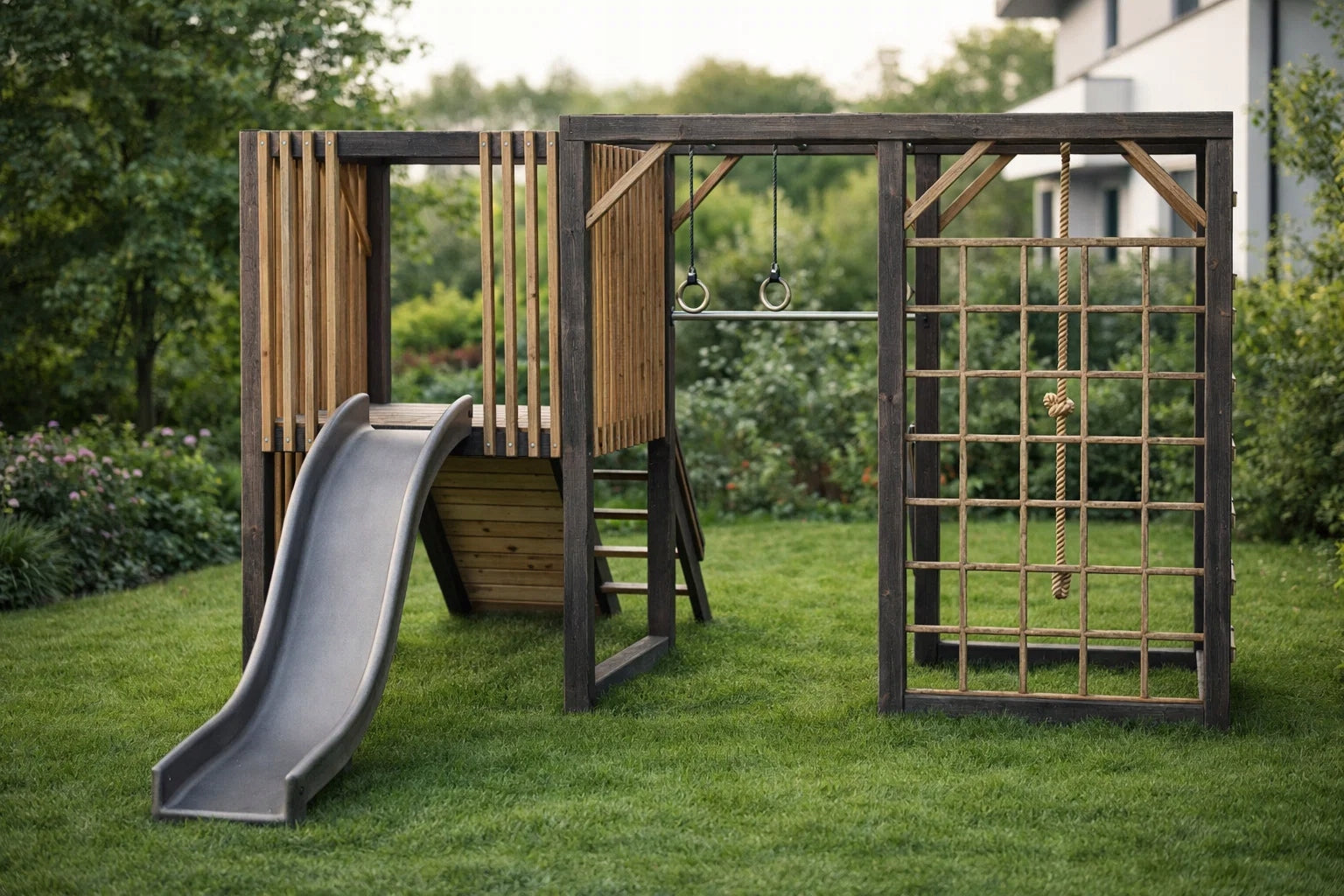 Wooden SQUARE TOYS modern slide MONKEY GAJ climbing wall