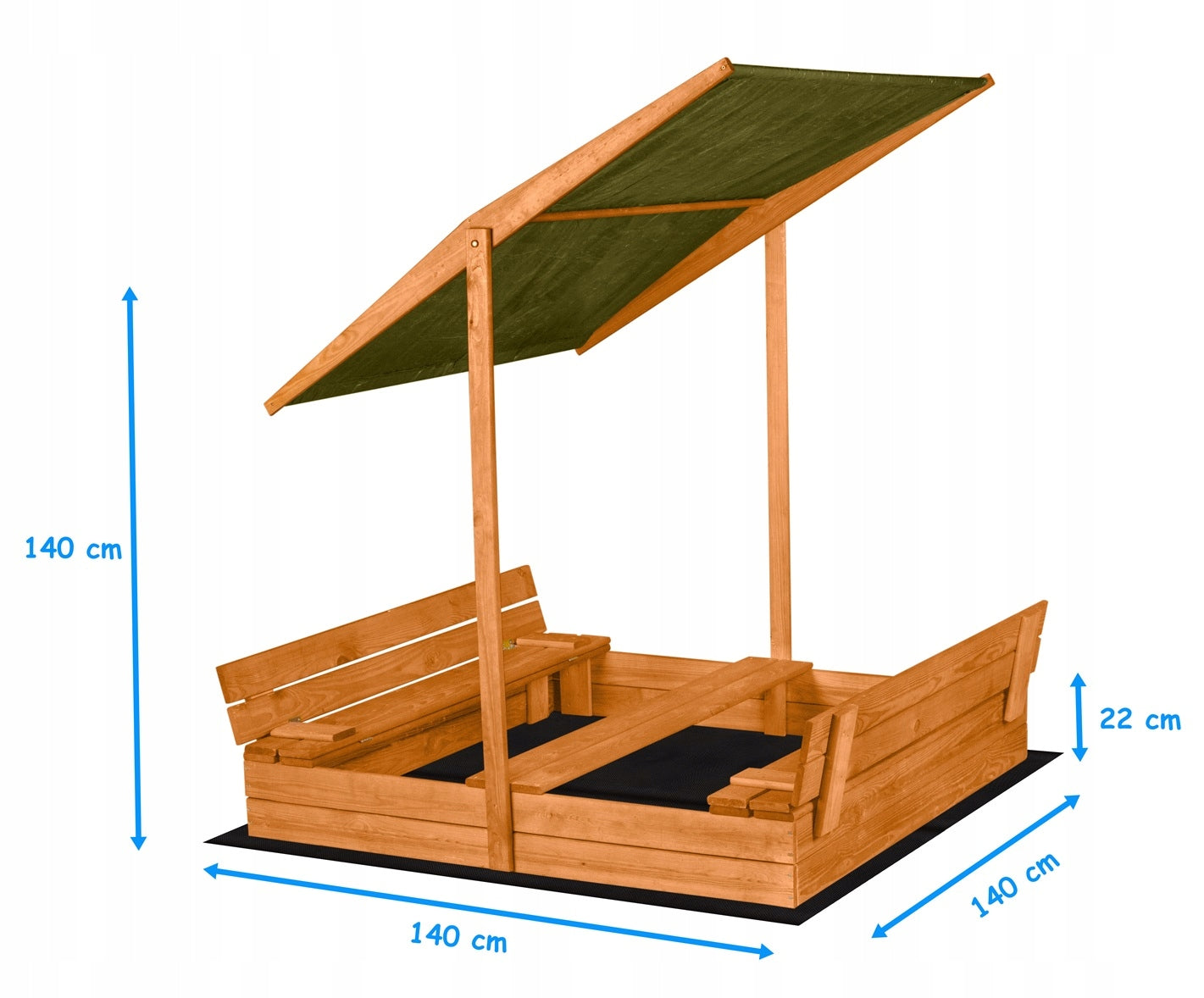 Wooden Sandbox Closed with Canopy 140 x 140 Impregnated Brand no brand