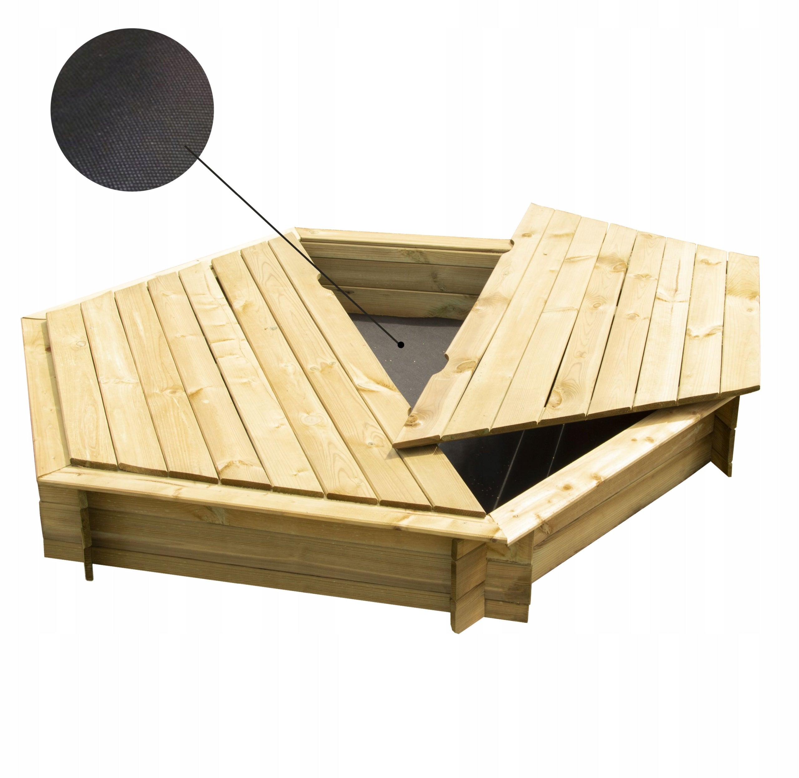 Wooden Sandbox for Children hexagonal 160x160x25 cm with cover Brand 4iQ Group