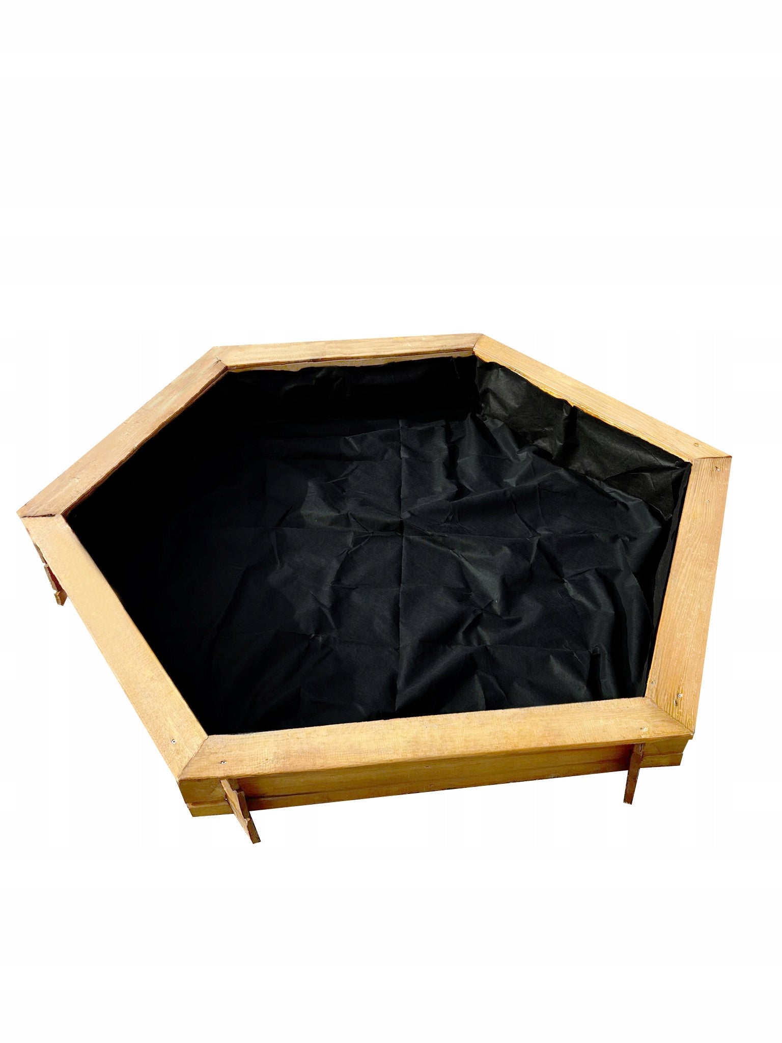 Wooden Sandbox for Children hexagonal 160x160x25 cm with cover Kind wooden