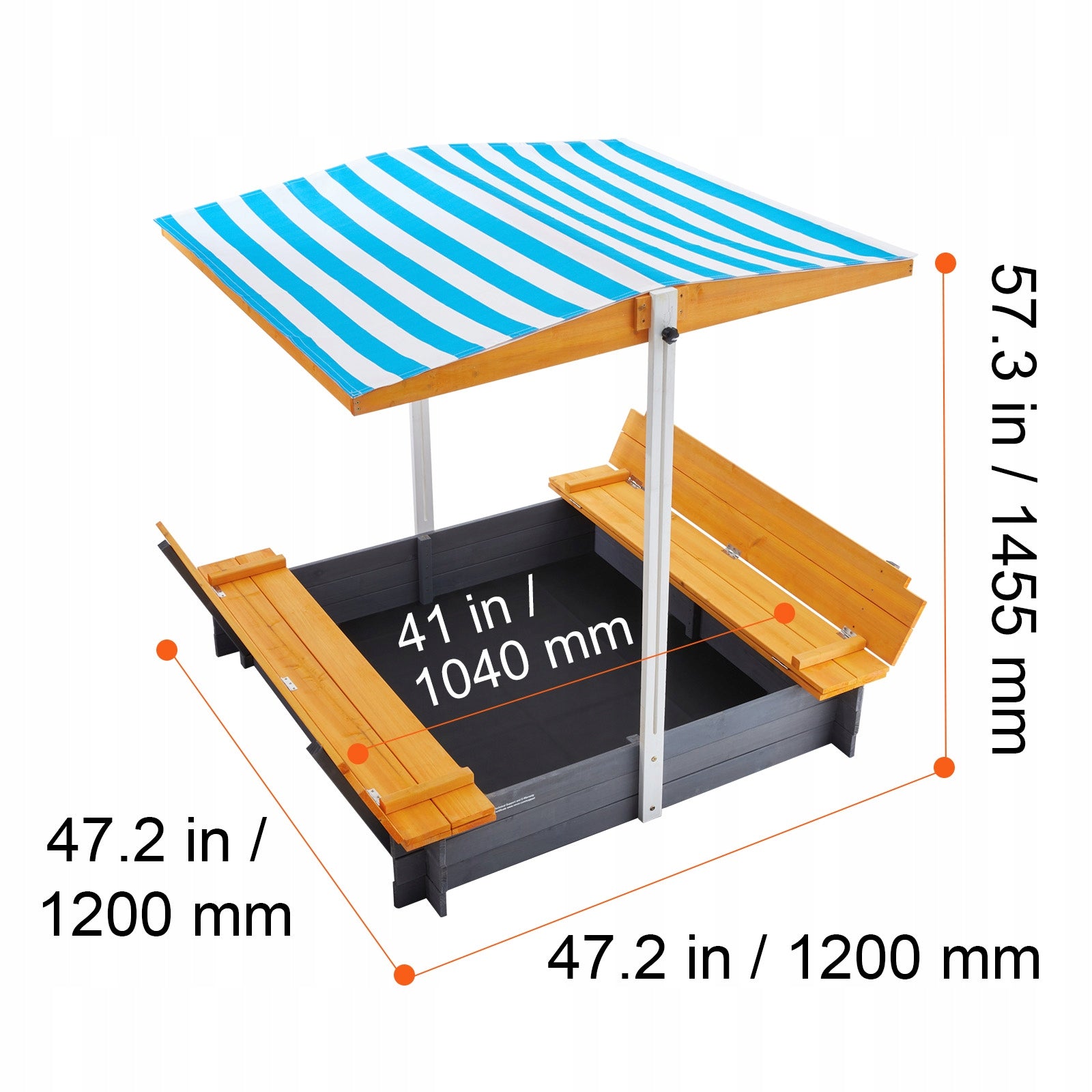 Wooden Sandbox with Canopy Sand Box Sand Pit Outdoor Backyard Ages 3-12 Manufacturer code SXMZFXYDP000PE7