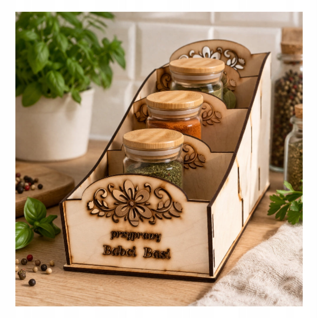 Wooden Spice Organizer Kitchen Seasoning Personalized Number of pieces 1 pcs