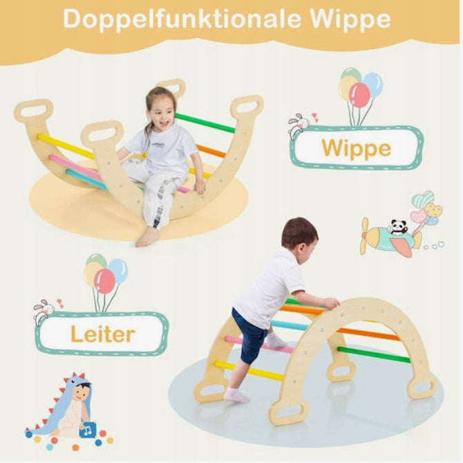 Wooden Square toys 3in1 activity center montessori climbing slide Brand Costway