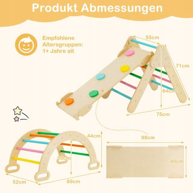 Wooden Square toys 3in1 activity center montessori climbing slide Dominant material wood