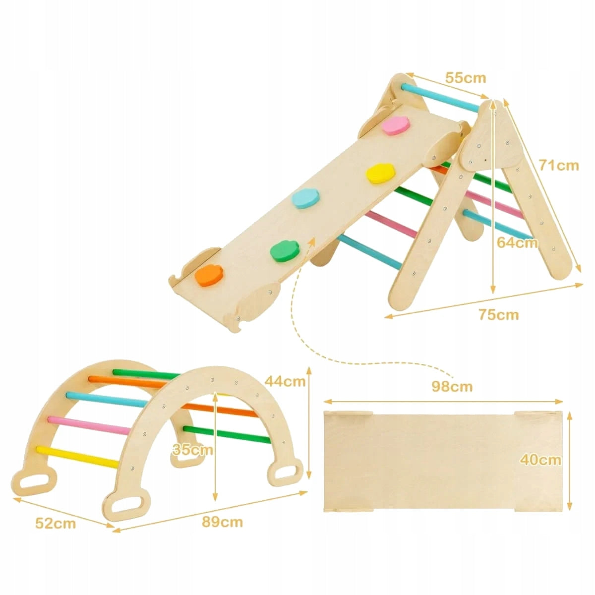 Wooden Square toys Climbing Triangle 3in1 colorful Manufacturer code TS10167CL