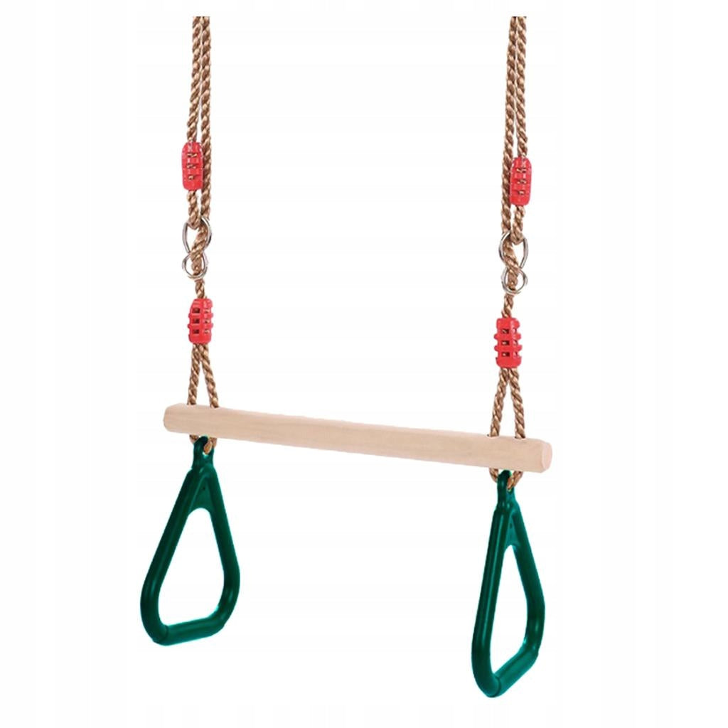 Wooden Swing Plastic Gym Rings for Indoor Green