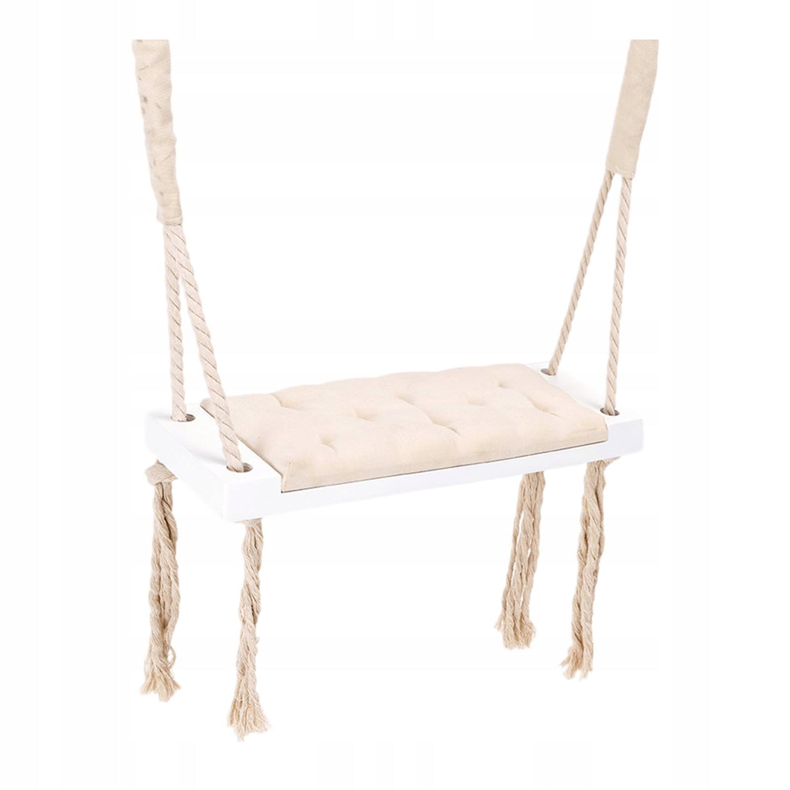 Wooden Swing Seat Handmade Kids Room Swing with 5M Cottom Rope and Beige Packaging status original