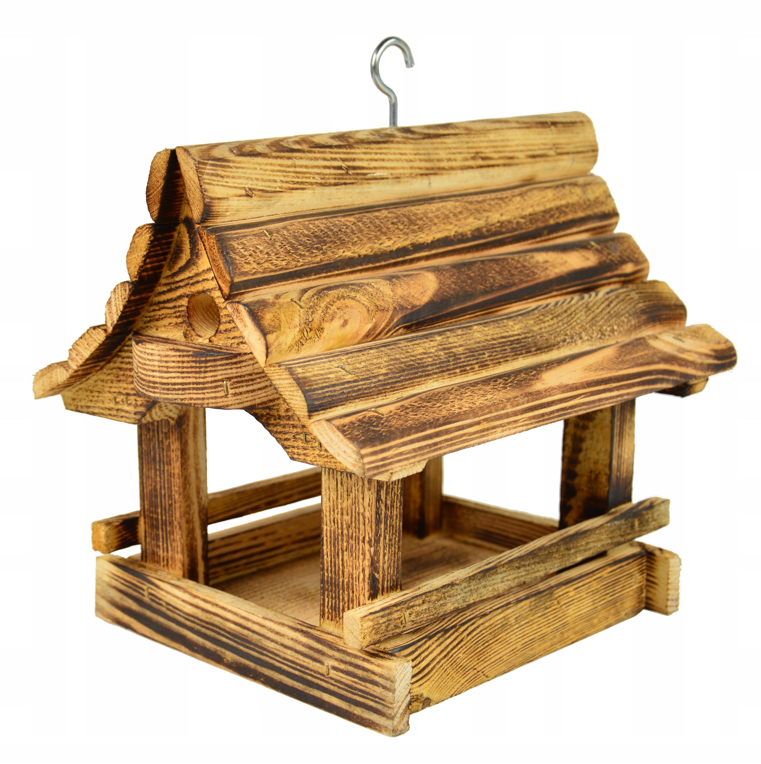 Wooden Tanned Wood Bird Feeder