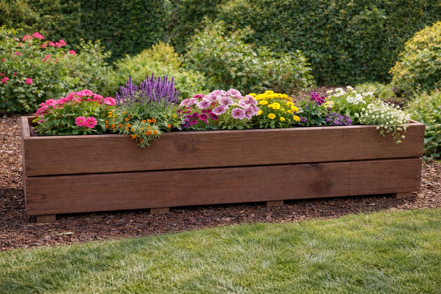 Wooden balcony planter 90 cm flower box window sill D27 Palisander Brand no brand