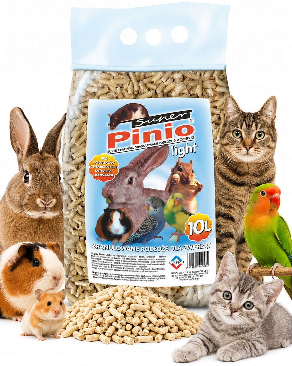 Wooden cat litter Super Pinio Light 10L Wooden litter substrate