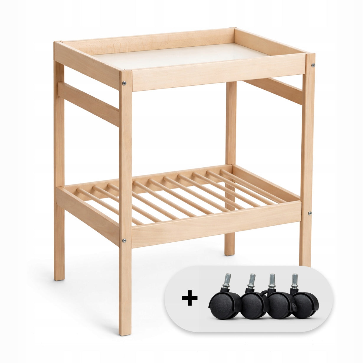 Wooden changing table for children with shelf chest of drawers with mobile wheels