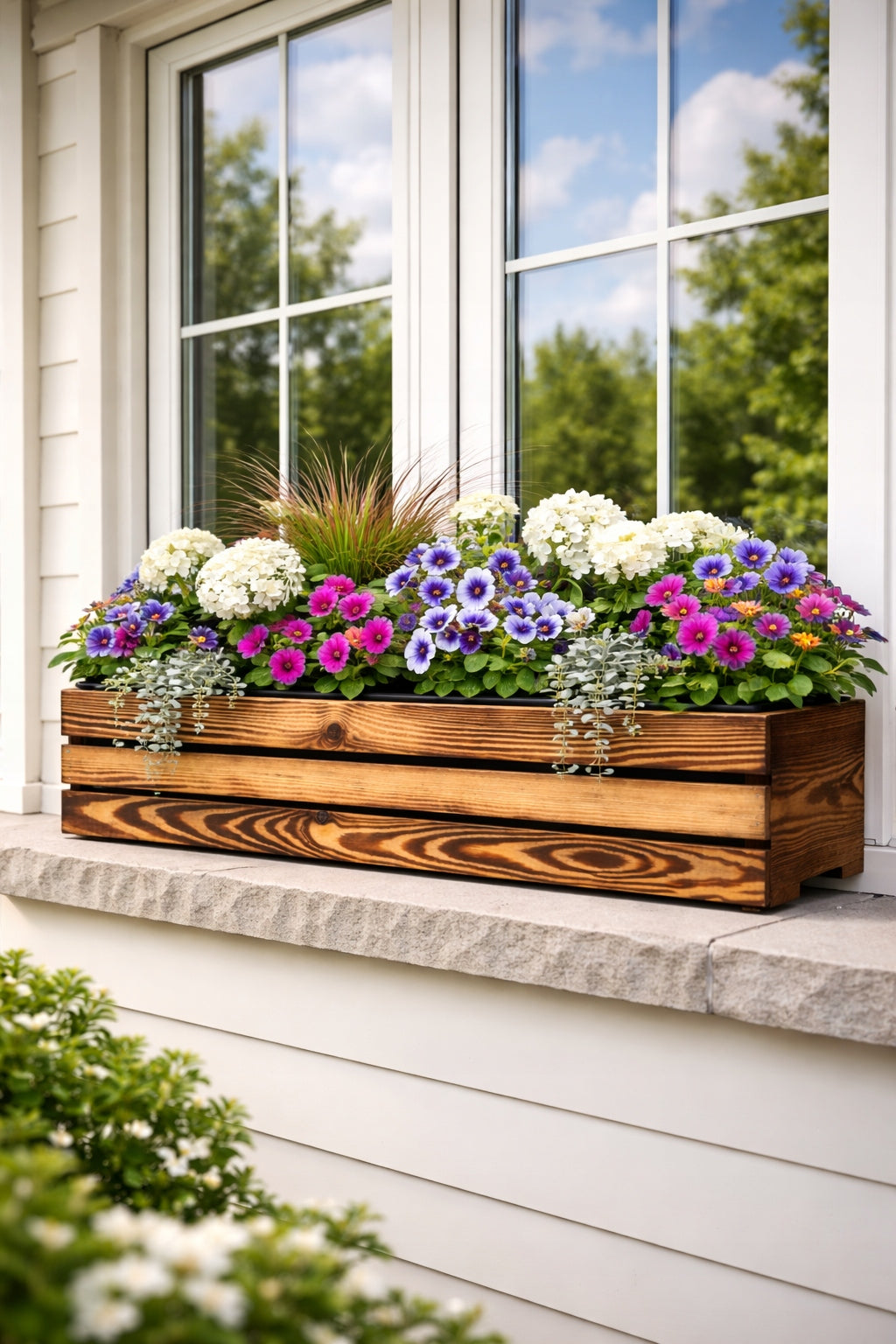 Wooden flower pot Balcony BOX for Terrace window sill + CARTRIDGE 62cm Brand no brand