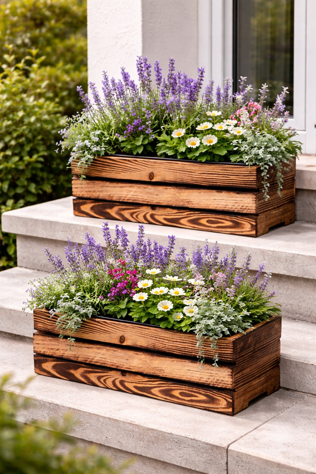 Wooden flower pot Balcony BOX for Terrace window sill + CARTRIDGE 62cm Material wood