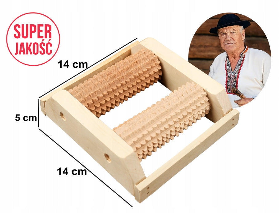 Wooden foot massager roller acupressure reflexology heel pain Manufacturer code MASAŻER DO STÓP DREWNIANY