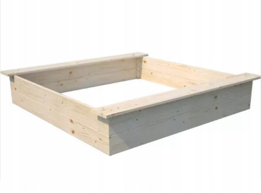 Wooden garden sandbox with benches 118x118x22 2 tarpaulins Kind wooden