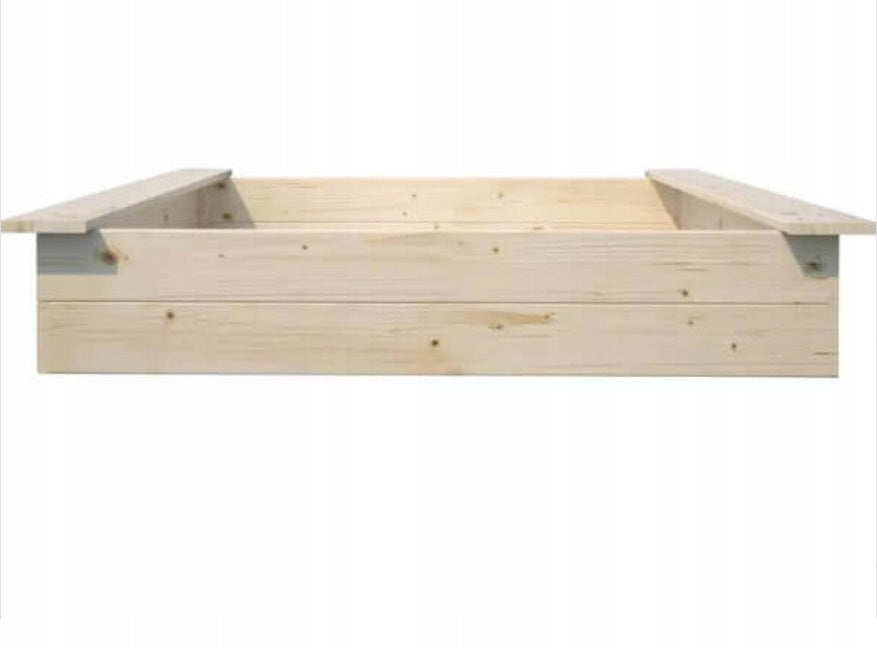 Wooden garden sandbox with benches 118x118x22 2 tarpaulins Product width 118 cm