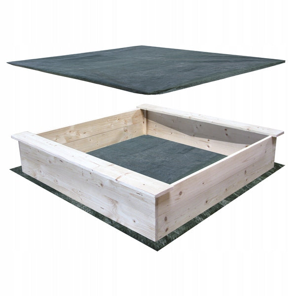 Wooden garden sandbox with benches 118x118x22 2 tarpaulins