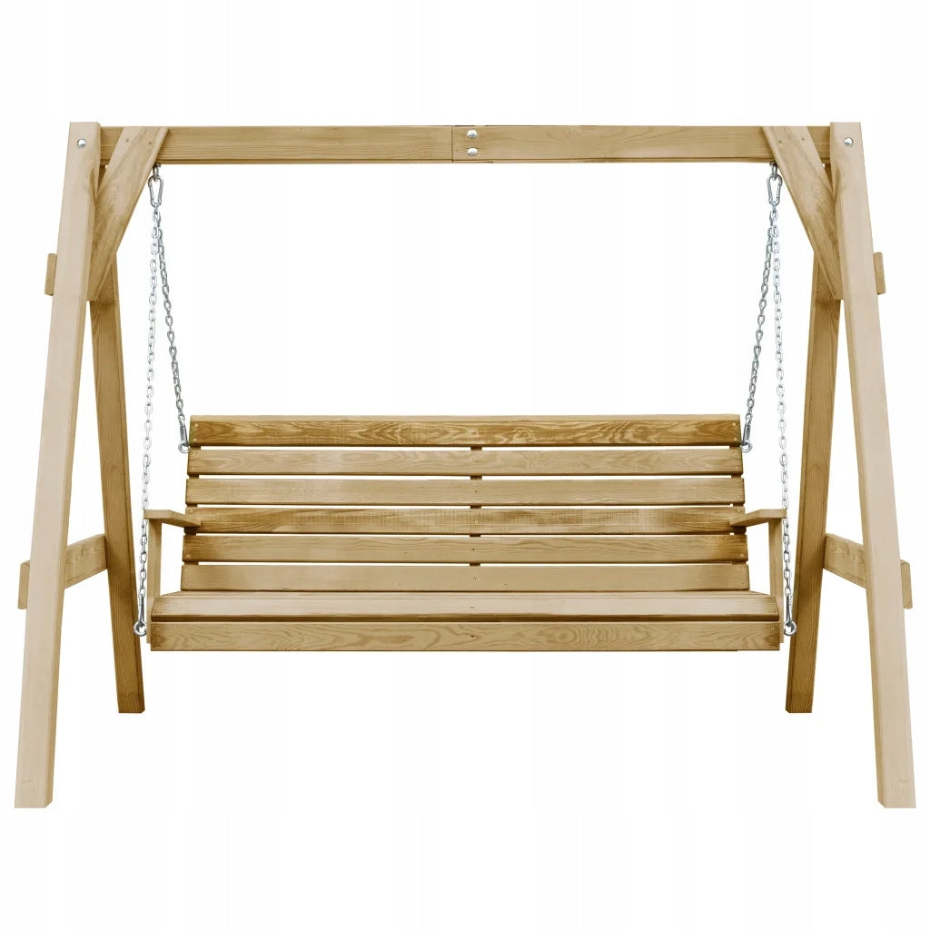 Wooden garden swing - 205x150x157 cm, natural color Manufacturer no brand