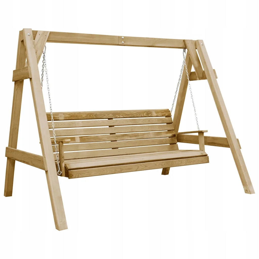 Wooden garden swing - 205x150x157 cm, natural color