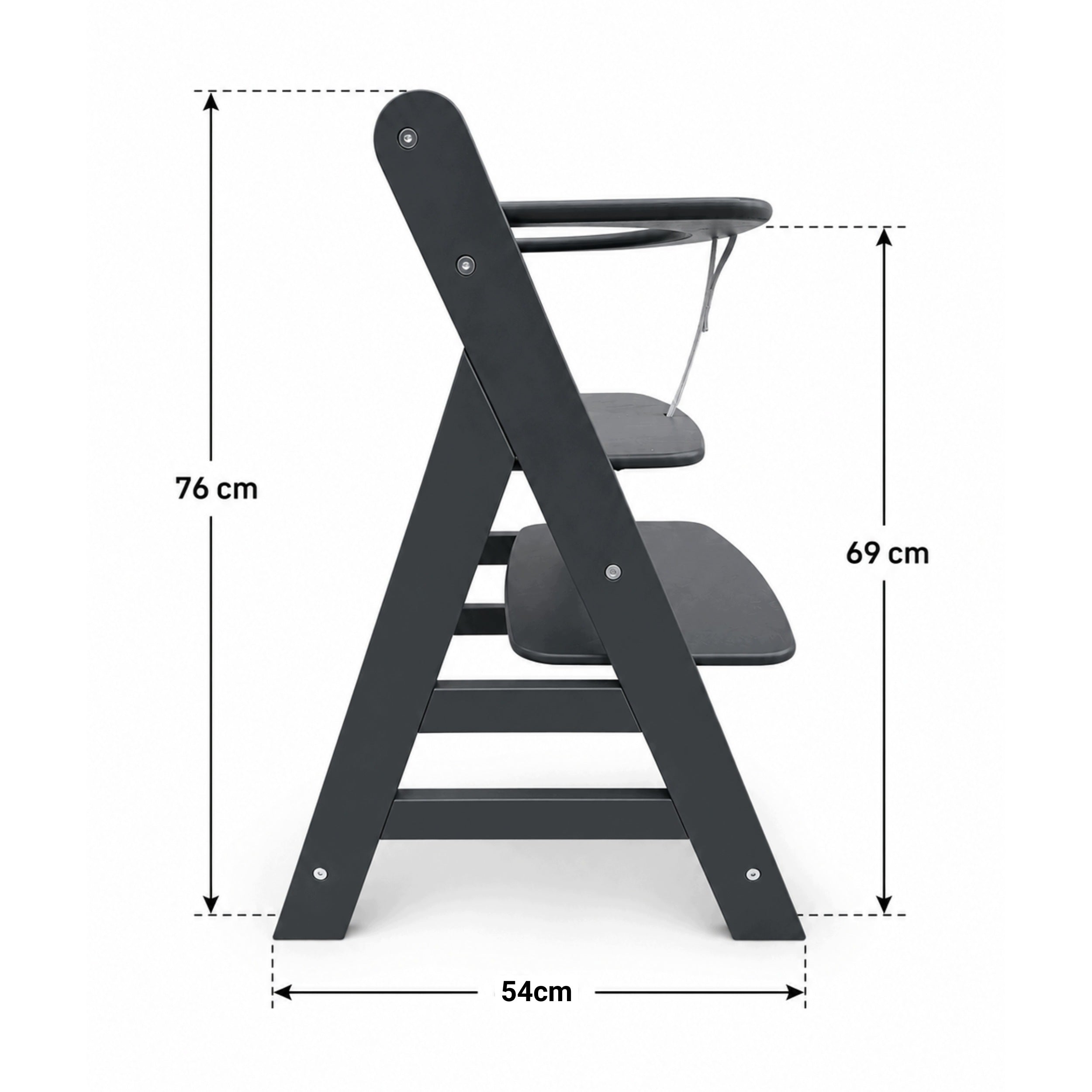 Wooden high chair growing adjustable footrest anthracite Packaging status original
