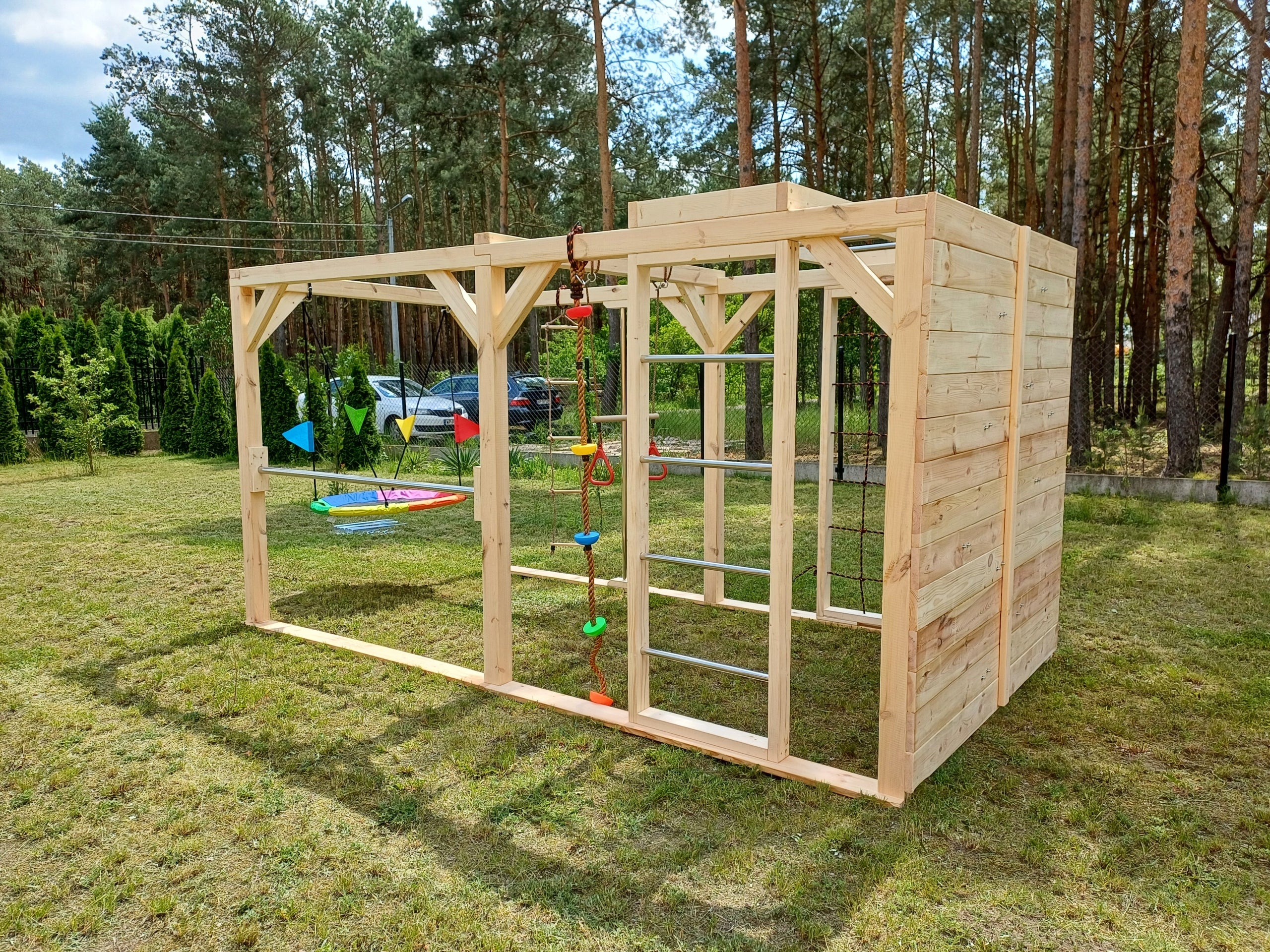 Wooden large square toys Monkey Grove "JAŚ"-climbing, swing, storks Kind wooden