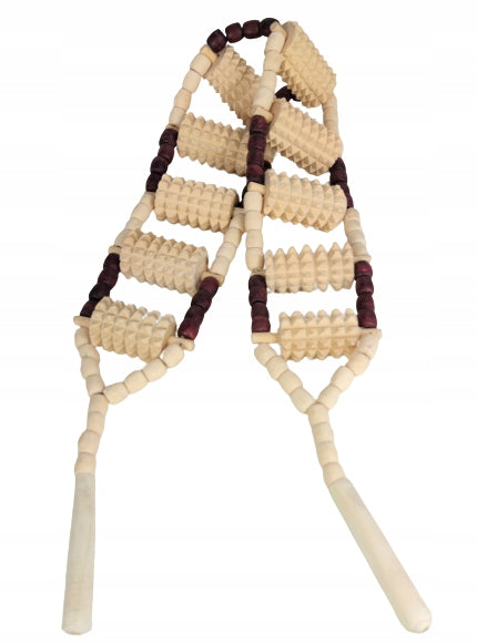 Wooden massager for back healing rollers bright