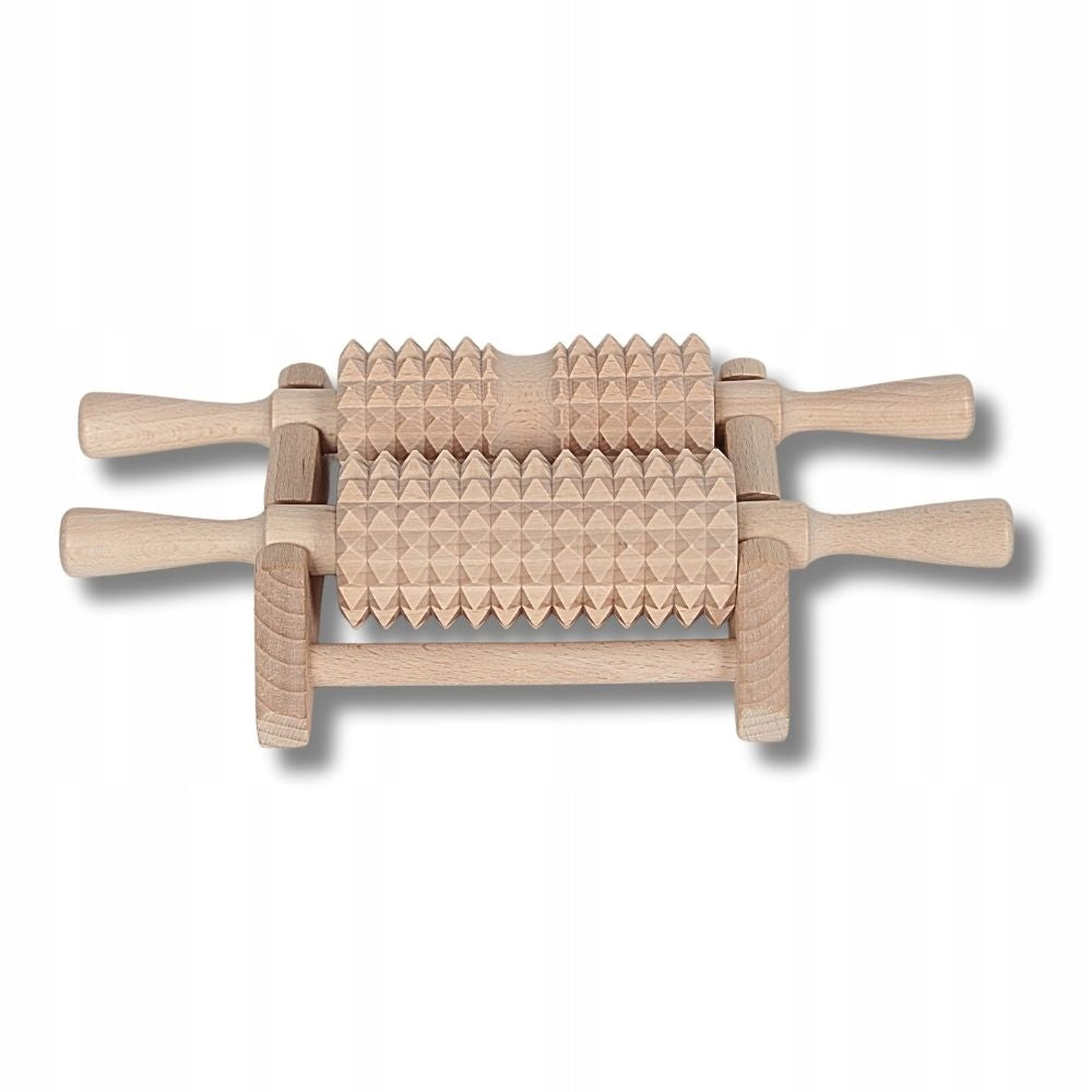Wooden massager on stand beech roller double for feet 30 cm